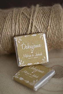 Darčeky pre svadobčanov - Svadobná čokoládka " hnedo-biele lístky " - 13810616_