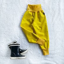 Detské oblečenie - Zimné softshellové nohavice žlté - 13809662_
