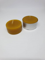 Sviečky - Čajové sviečky z včelieho vosku (12 ks s klasickým svietnikom) - 13809353_