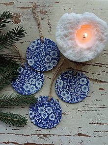 Dekorácie - Vianočná dekorácia modrotlač - 13809561_
