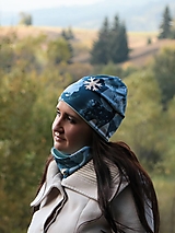 Čiapky, čelenky, klobúky - Jeleň tmavý úpletová čiapka, nákrčník alebo set - 13813377_