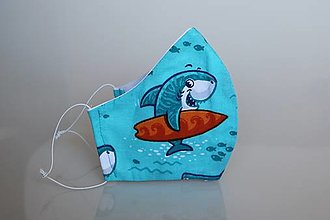 Rúška - Dizajnové rúško žralok tvarované dvojvrstvové - 13815512_