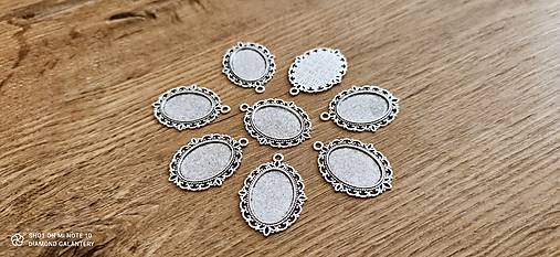 Komponenty - Lôžko na kabošon - 18x25 mm - Antická strieborná - 13815592_