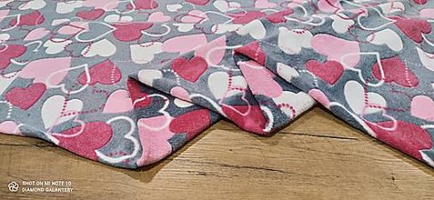Textil - Flis- cena za 10 centimetrov (Srdiečka) - 13813149_