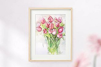 Obrazy - LETNÁ ZĽAVA- Akvarelový obraz "Tulipány" - 13814337_