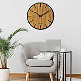 Hodiny - Okrúhle nástenné hodiny z dreva - spodok HDF - čierna, vrch HDF - dub HDFK026 - 13813361_