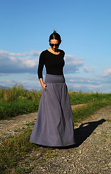 Sukne - Maxi "šedo-modrá" sukňa - 13814208_