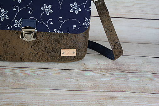 Modrotlačová kabelka Eliška hnedá vintage 2