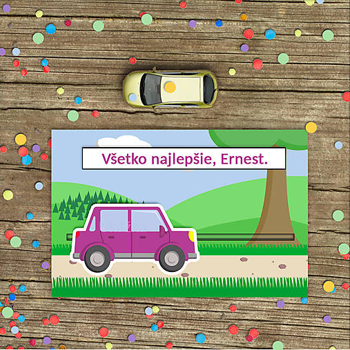 Papiernictvo - Interaktívna pohľadnica auto (v prírode - hranaté päťdverové) - 13816343_