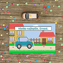 Papiernictvo - Interaktívna pohľadnica auto (na dedine trojdverové hranaté) - 13816350_