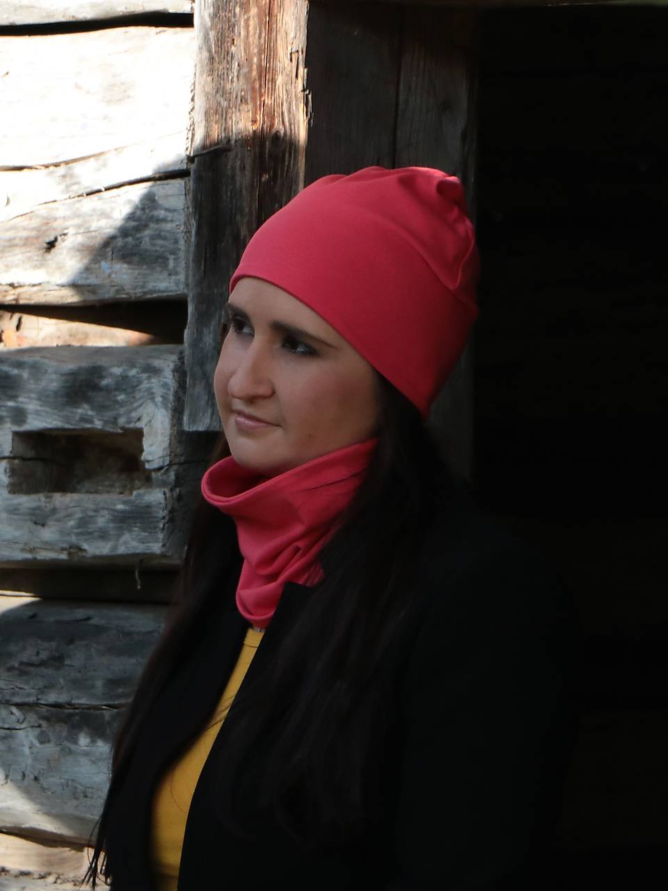 Koralová úpletová čiapka, nákrčník alebo set (Nákrčník)
