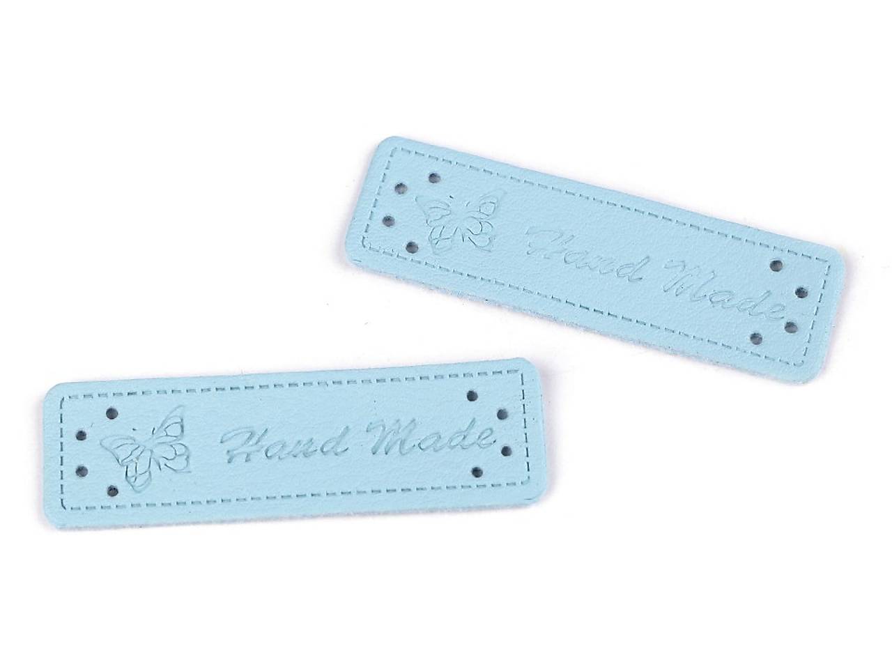 Nášivka z eko-kože, handmade, 1,5x5 cm (nebeská modrá)