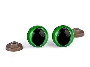 Galantéria - Bezpečnostné oči, 14 mm, mačacie, cena za 1 pár (zelené) - 13818701_