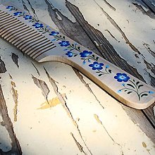 Ozdoby do vlasov - Maľovaný hrebeň (modré květiny) - 13820108_