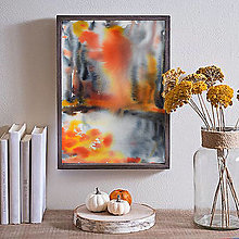 Obrazy - Akvarelový jesenný obraz, abstrakcia - 13818018_