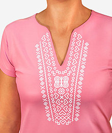 Topy, tričká, tielka - Ružové folklórne tričko Čičmany - 13819450_
