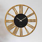 Hodiny - Nástenné hodiny z dreva rímske číslice | HDFK028 | čierna a dub - 13819395_