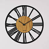 Hodiny - Nástenné hodiny z dreva rímske číslice | HDFK028 | čierna a dub - 13819409_
