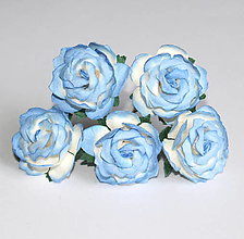 Iný materiál - Papierové ruže bielomodré 30 mm - 5 ks - 30% ZĽAVA - 13818090_