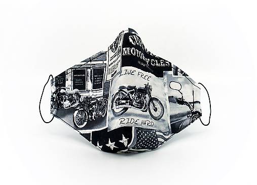 Rúška - Anatomické antibakteriálne dizajnové rúško s časticami striebra - Motorcycles č.1 - 13817569_