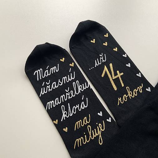 Maľované ponožky k 10. výročiu svadby (Čierne 2)