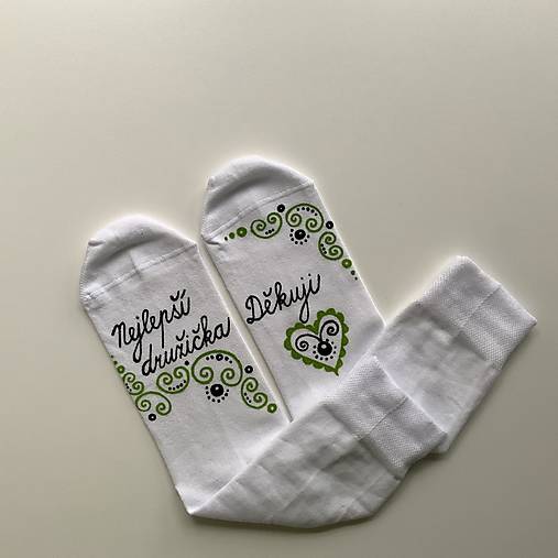 Maľované ponožky pre najlepšiu družičku (v zeleno čiernej kombinácii)