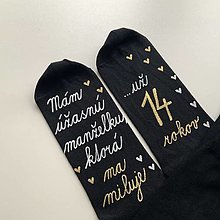 Ponožky, pančuchy, obuv - Maľované ponožky k 10. výročiu svadby (Čierne 2) - 13817292_