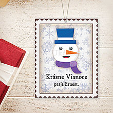 Úložné priestory & Organizácia - Vianočná menovka vintage (snehuliak) - 13818058_