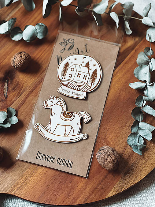 Dekorácie - Sada drevených ozdôb 4 - 13824045_