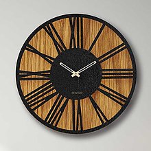 Hodiny - Nástenné drevené hodiny rímske číslice | HDFK029 | dub - 13823426_