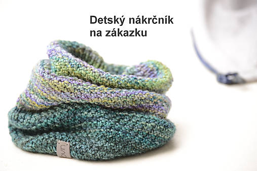  - Detský nákrčník HIKER na zákazku, fialkasto-zelený, 100% merino - 13824693_