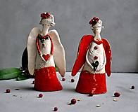 Dekorácie - Anjel stojaci M červený - 13823637_