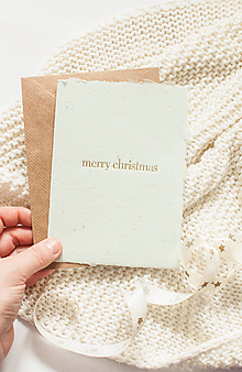 Papiernictvo - Pozdrav z ručného papiera "merry christmas" - 13823181_