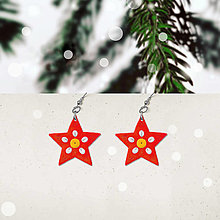 Náušnice - Vianočné náušnice hviezdičky - karmínová iskra - 13821192_