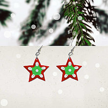 Náušnice - Vianočné náušnice hviezdičky - sviatočný šmrnc - 13821210_