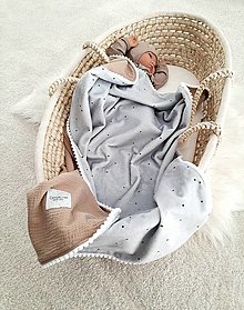 Detský textil - Letná deka STONE svetlo hneda/šedý fleece bodky 65x90cm - 13826239_
