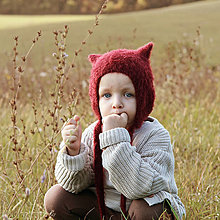 Detské čiapky - MIJANI Detská čiapka mačička - bordová - 13825136_