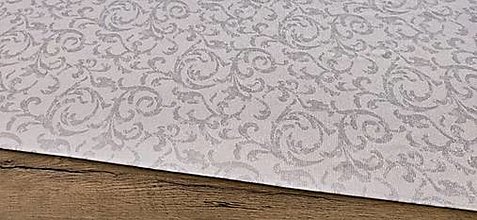 Textil - Látka pretkávaná lurexovou niťou striebornou - Ornamenty II - cena za 10 cm - 13828891_