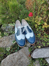 Pánske oblečenie - Modro-bielé pánské topánky - 13828908_