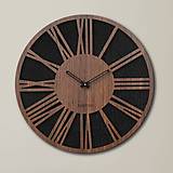 Hodiny - Nástenné drevené hodiny rímske číslice - HDFK029 | čierna + orech - 13826745_