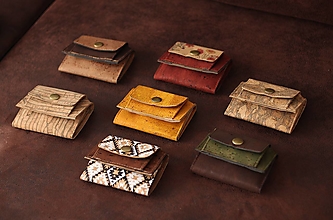 Peňaženky - Mini trifold korková peňaženka - okrová - 13834301_