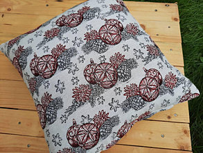 Úžitkový textil - Obliečka na vankúš vianočný motív/červený lurex (Bambule) - 13834597_
