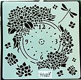 Šablóna Stamperia - 18x18 cm - hodiny, kvety, vážka