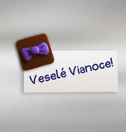 Magnetky - Vianočné magnetky na chladničku ,,čokoládové" (mašlička) - 13836282_