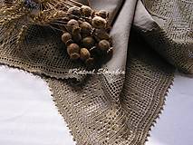 Úžitkový textil - Béžový ľanový štvorec s hviezdičkovým lemom - 13838489_