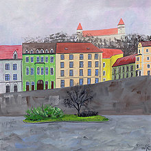 Obrazy - Bratislava obraz akvarel výtlačok (print) - 13840302_
