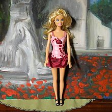 Hračky - Šité Barbie šaty (Bodkované letné šaty pre Barbie) - 13838428_