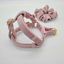 Pre zvieratá - Baxie handmade LIGHT PINK, ružový zamatový step in postroj pre psa - 13840407_
