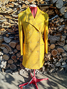 Bundy a kabáty - Vlnený žltý zimný kabát (rôzne farby) (Horčicovo-mentolová) - 13839978_