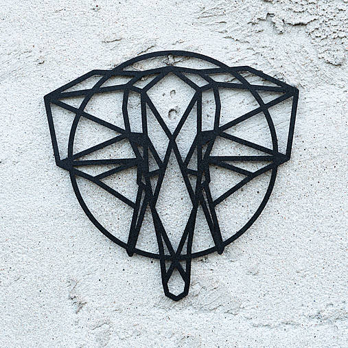 Dekorácie - POLLY - geometrický obraz na stenu - Slon (M - 240x240x2 mm, 25 g - hnedá - Hnedá) - 13837775_